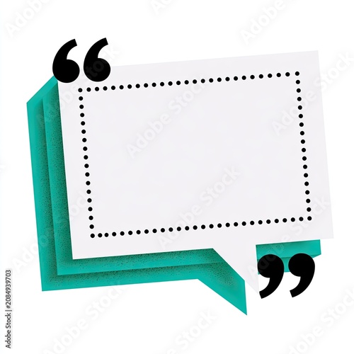 Layered quotation bubble with dotted border for text
