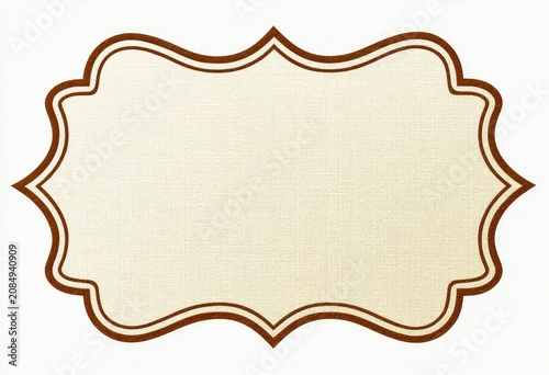 Ornate beige label with a decorative brown outline, suitable for text