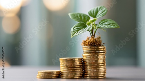 Golden Coins Stacking Up with Small Plant Financial Growth