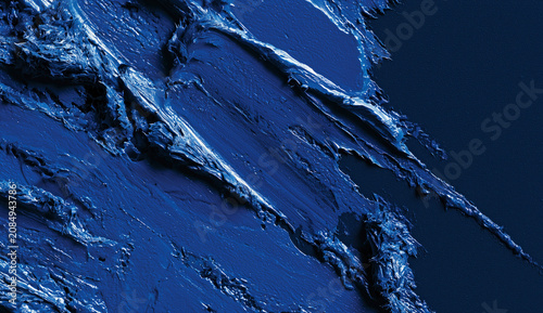 Thick impasto textured blue paint background