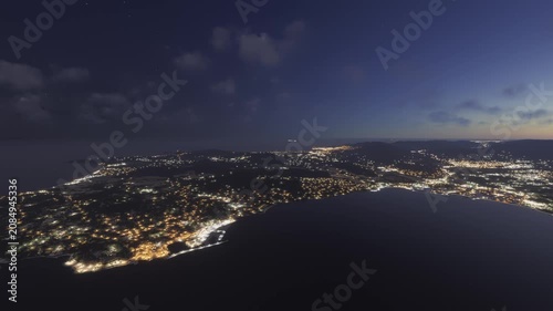 Night aerial view of Saint-Tropez in Provence Alpes Côte d'Azur. France