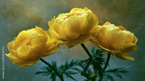 Vibrant Yellow Globeflower Trollius europaeus in Garden Setting