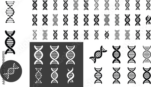 Foto Comprehensive DNA Helix Mega Icon Bundle with Assorted Genetic Strands and Inver