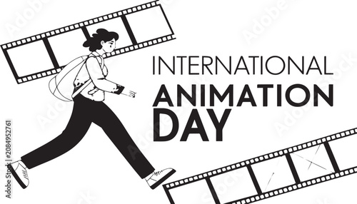 International Animation Day, film strip illustration, animation celebration, motion graphics element