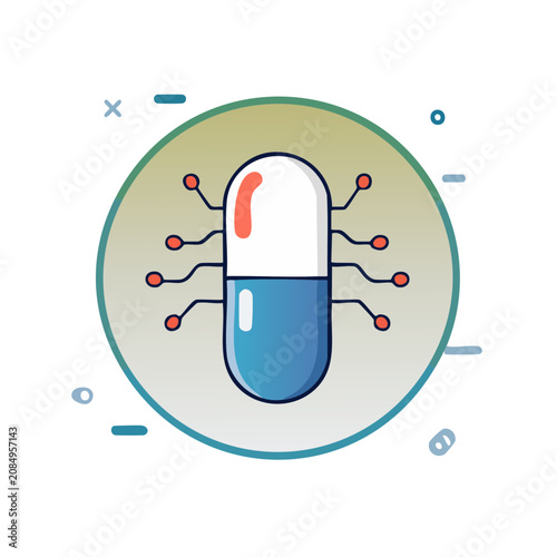Medical capsule with circuit design vector illustration