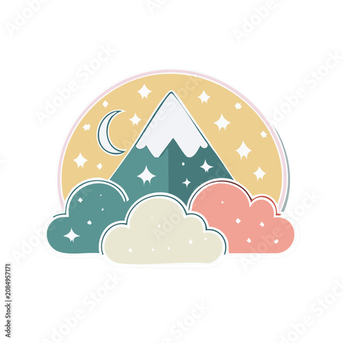 Night Mountain Landscape Icon