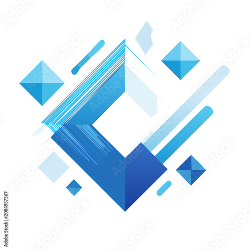 Abstract geometric shapes in flat blue design