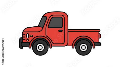 Red vintage pickup truck illustration vector.