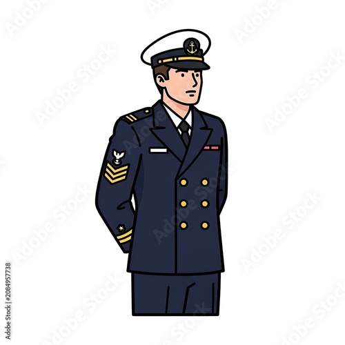 Professional male delivery worker in uniform standing.