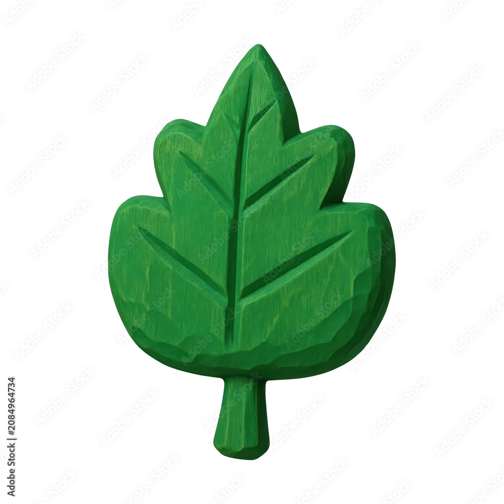 Fototapeta premium PNG Green carved wooden leaf illustration.