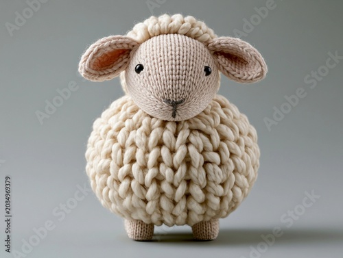 Knitted sheep toy with soft wool texture