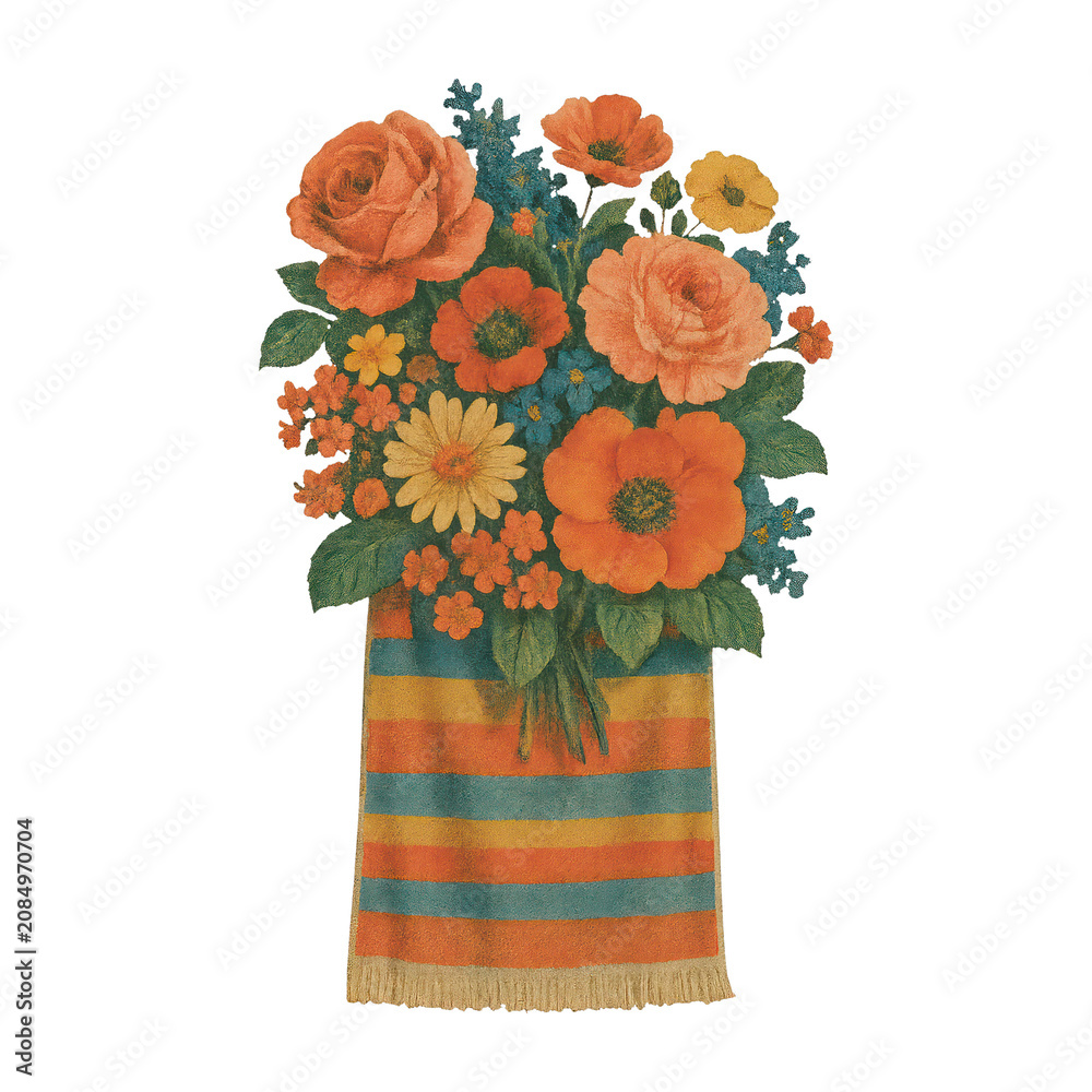 Fototapeta premium PNG Vibrant floral bouquet illustration