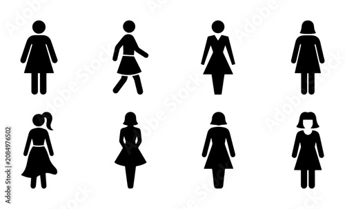 фотографія Diverse Female Figures, Woman Icons Set, Business People Silhouettes, Vector Col
