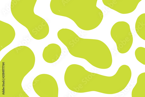 Seamless cow print pattern background in lime green and white, abstract organic shapes texture