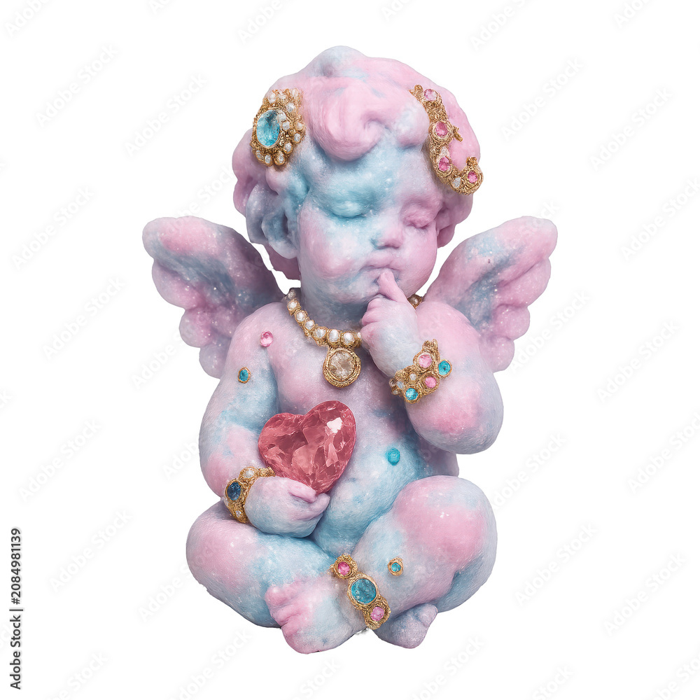 Obraz premium PNG Pastel cherub with jeweled heart.