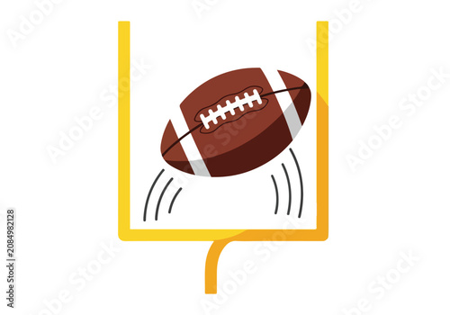 American Football Flying Through Goalposts