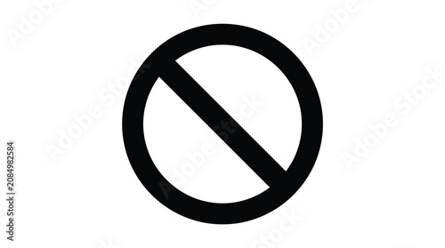 A black circle with a diagonal line through it, representing prohibition or a stop sign.