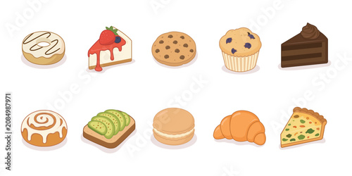 Foto Sweet and savory cafe food menu vector illustration