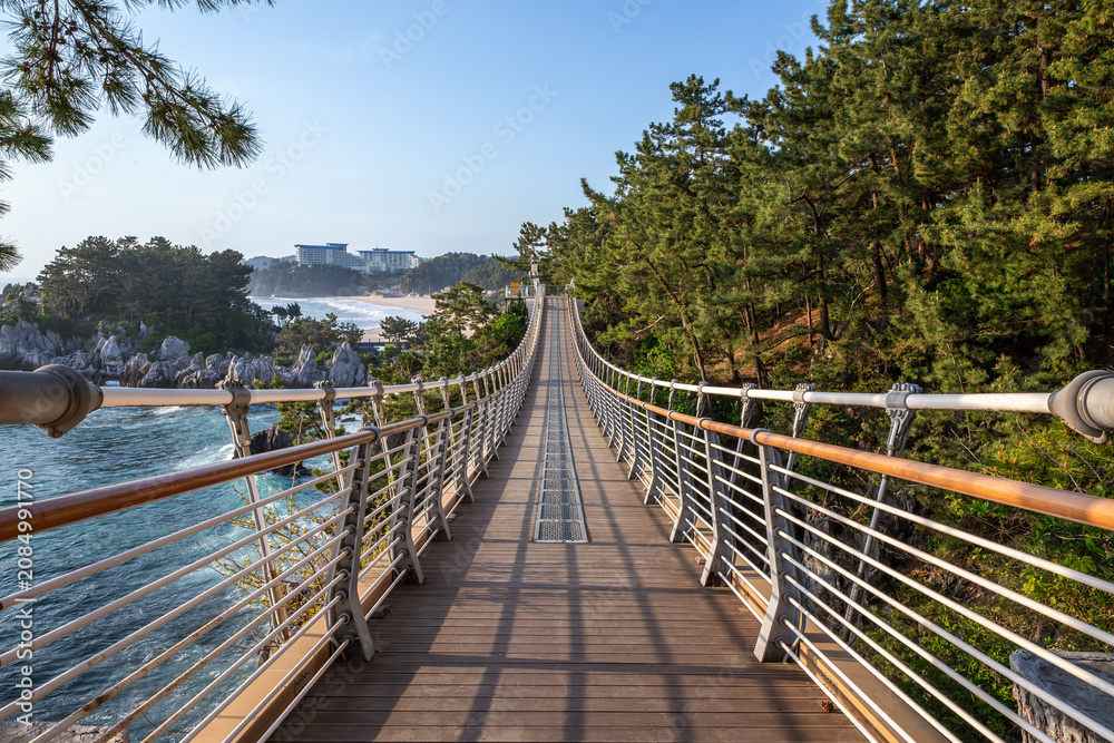 Obraz premium Samcheok Chuam Candlestick Rock Suspension Bridge