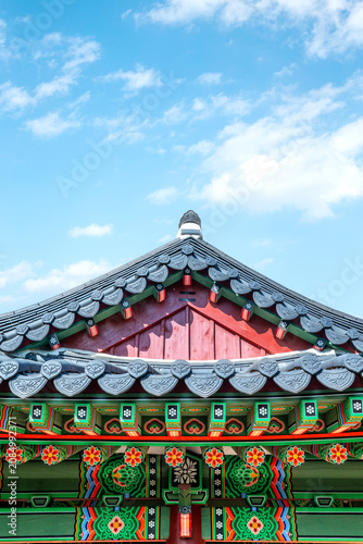 The roof of Jinjugwan Hall at Jukseoru Pavilion in Samcheok