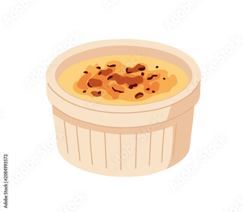 Tableau sur toile Caramelized Crème Brûlée in Ramekin Illustration