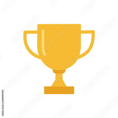 Golden Trophy Cup Flat Icon Isolated on Transparent Background