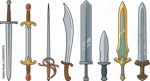 Canvastavla Fantasy and medieval sword collection featuring longswords, daggers, sabers and