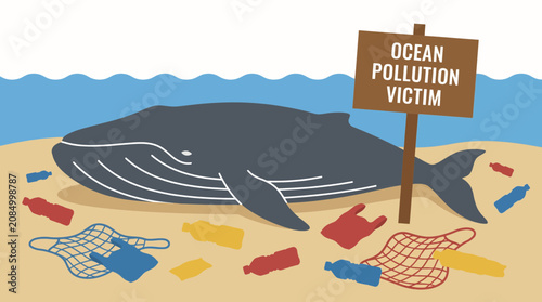 Obraz na płótnie Dead Gray Whale Washed Ashore Victim of Ocean Pollution