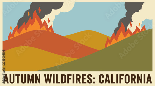 Vászonkép Wildfires Raging Across Parched California Hillsides in Autumn