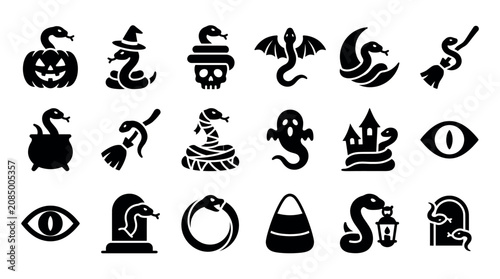Schilderij op canvas Set of gothic door knockers and mystical decorative emblems with gargoyle mystic