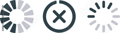 Tableau sur toile Vector icon set of circular web loading spinners, download preloader bars, and s