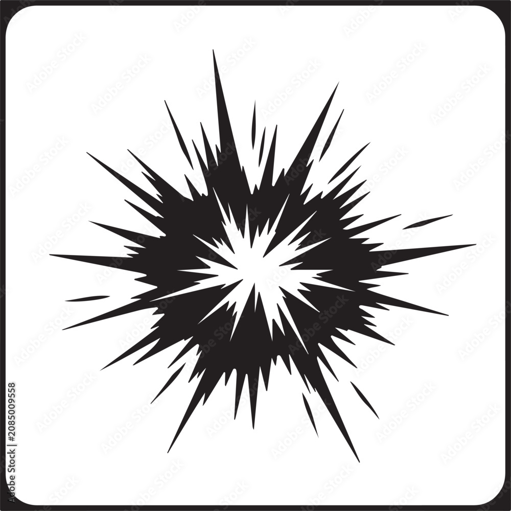 Fototapeta premium Black and white comic book style explosion burst shape icon graphic element