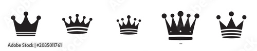 Fotografie Crown icon set vector illustration isolated on white background
