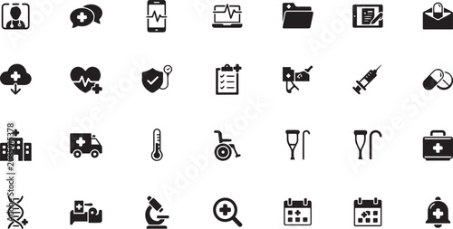 Medical health care symbols and icons set for design  various health related signs