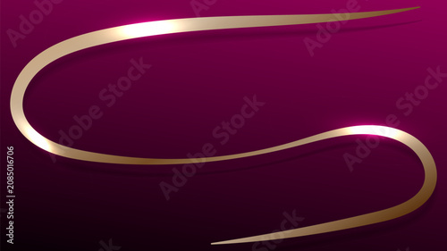 Abstract golden ribbon wave elements with glowing light on background.