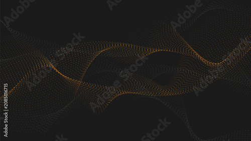 Abstract concept lines dots wave dynamic particle pattern on  background.