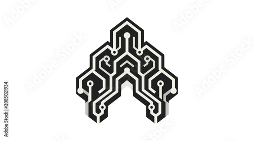 Abstract Geometric Circuit Board Logo