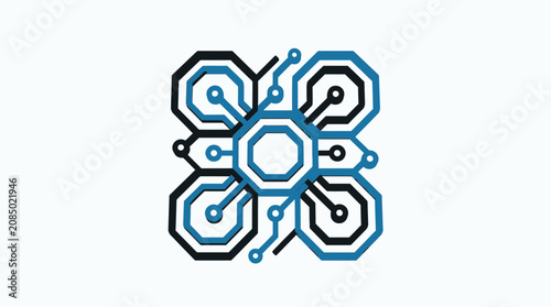 Abstract geometric circuit board pattern