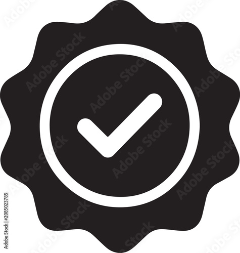 Quality Certification Seal with Checkmark Icon for Guaranteed Approval and Verification