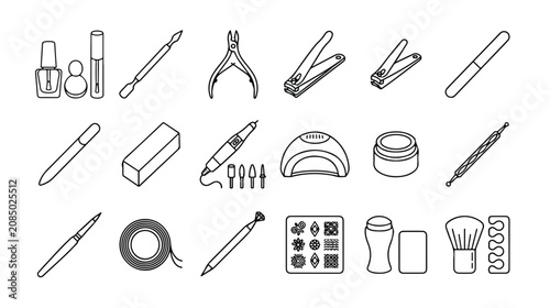 Konstfotografi Manicure and Pedicure Tools Vector Icon Set, Nail Care Salon Equipment, Beauty T