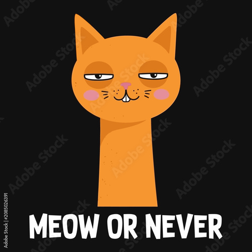 Obraz na płótnie Cartoon Orange Cat Face Closeup.