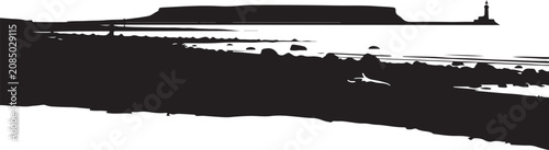 Grunge Black Vector Silhouette of a Gun with Ink Brush Texture Decorative Border Frame Vintage Illustration Design Element Banner Pattern Icon Art