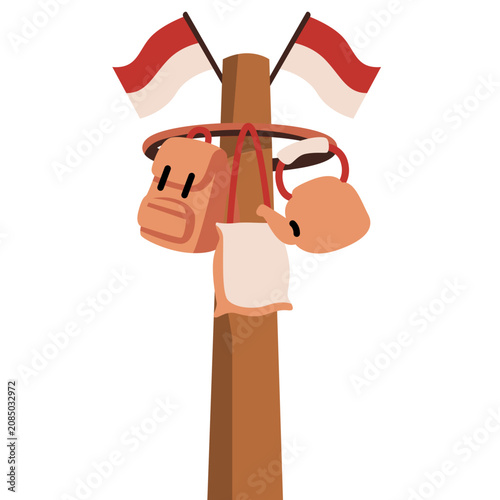 Indonesian Independence Day Panjat Pinang Flat Vector Illustration