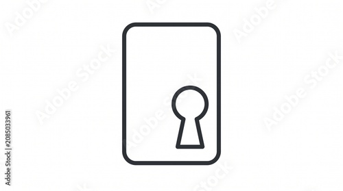 Minimal Door Lock Line Icon, Secure Room Access Outline Vector Illustration, Privacy and Security Symbol Isolated on White Background for Hotel, Smart Home, UI, Web and Mobile App Design