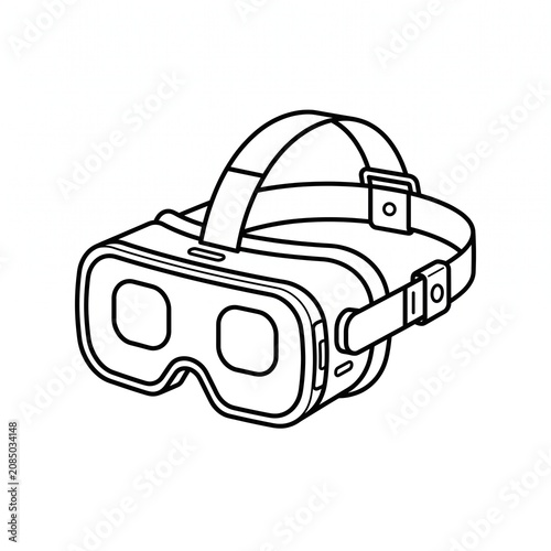 Virtual Reality Goggles Icon, VR Headset Line Vector Illustration, Immersive Gaming Wearable Technology Outline Symbol, Modern Digital Device Isolated on White Background for UI, Web and Mobile Apps 