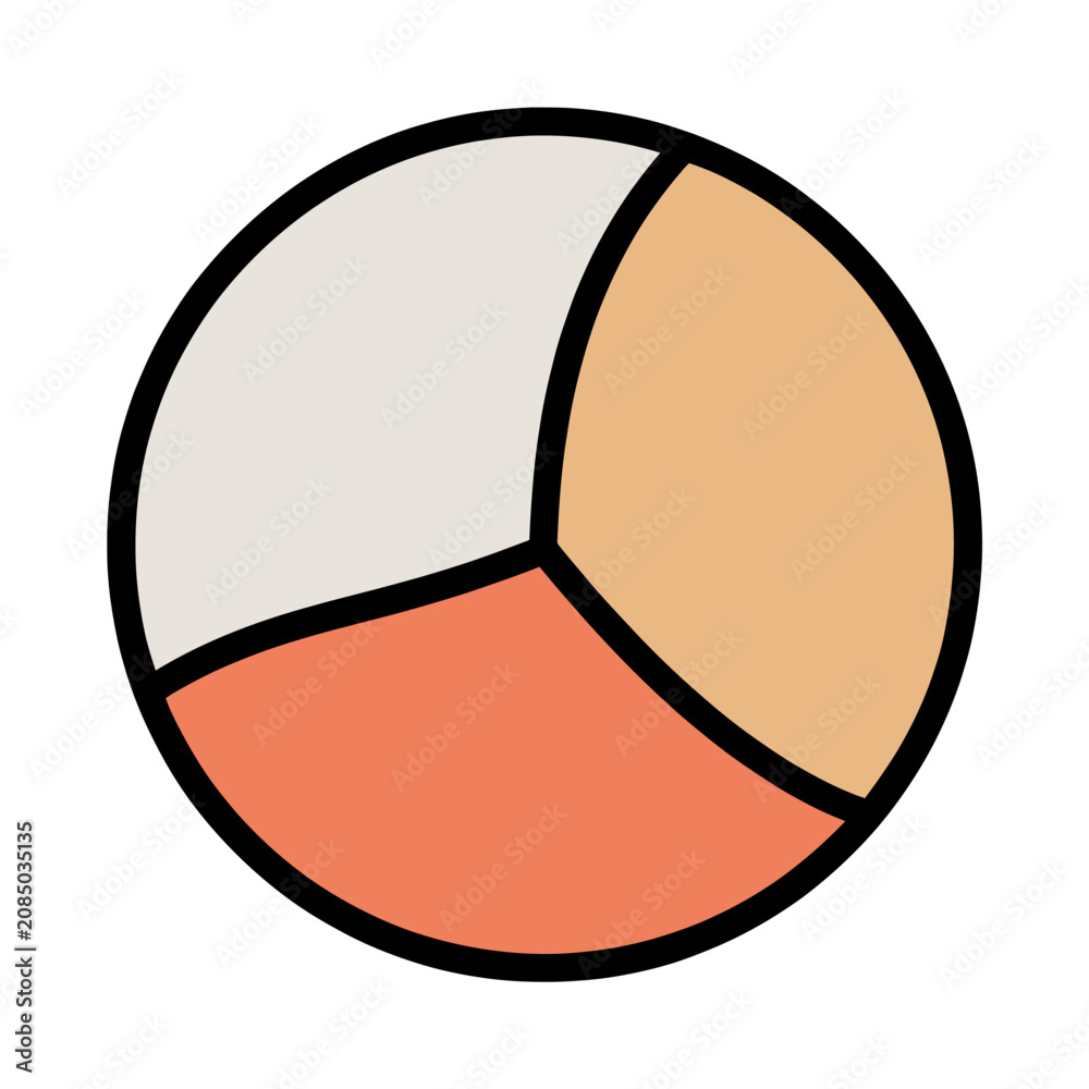 Fototapeta premium Flat vector pie chart with three segments