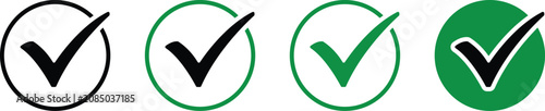 Canvas-taulu Green check mark icon, set approve tick in circles