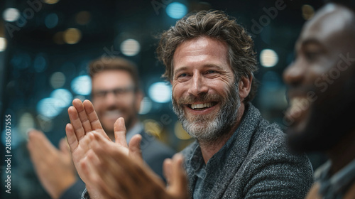 Business professionals celebrating successful deal in office high-fives and claps symbolizing achievement teamwork corporate success motivation leadership collaboration and goal accomplishment