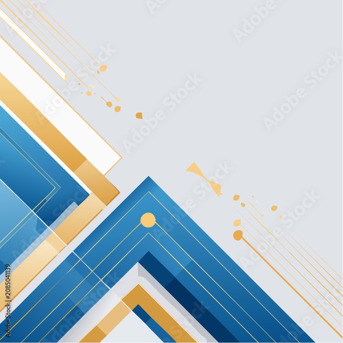 Abstract Geometric Background with Blue and Gold Shapes