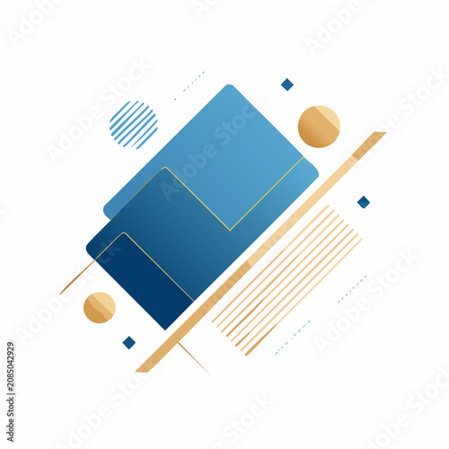 Abstract Geometric Shapes with Blue and Gold Gradient